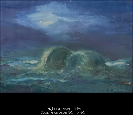Paintings - Night Landscape - Bales